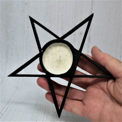 BLACK PENTAGRAM Wiccan Pagan Tea Light Holder